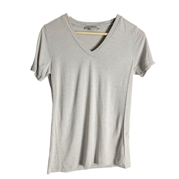 All Saints Wool Blend Light Gray Short Sleeve V-Neck T-Shirt Size Medium - Picture 1 of 8